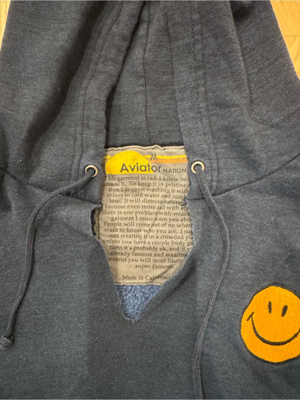 Aviator nation Smiley Gradient Hooded Sweatshirt - Teal/Navy - Picture 2 of 3